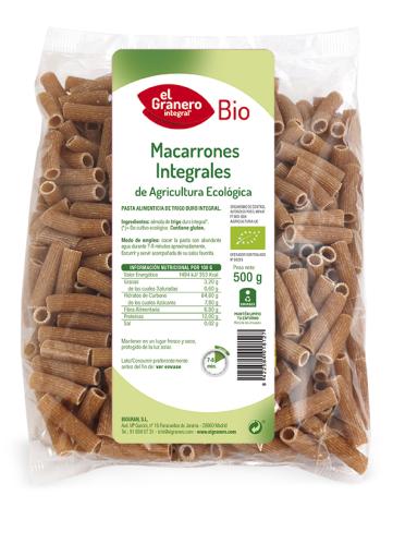 MACARRONES INTEGRALES BIO, 500 g - Imagen 2